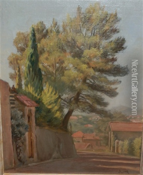 Paysage, La Rue Auguste Tavel Oil Painting - Marie Joseph Leon Clavel