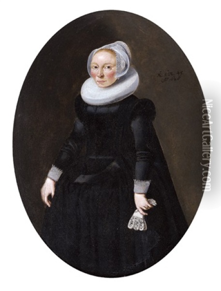 Portrait D'une Dame Agee De 45 Ans Oil Painting - Dirck Dircksz van Santvoort