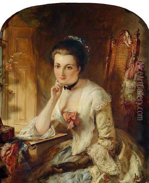 Portrait, Lady with letter Oil Painting - Abraham Solomon