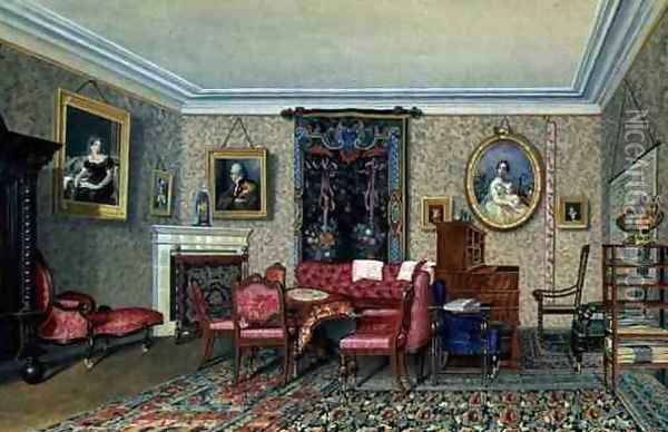 Interior in Pavlino, 1840s Oil Painting - S. Sollogub