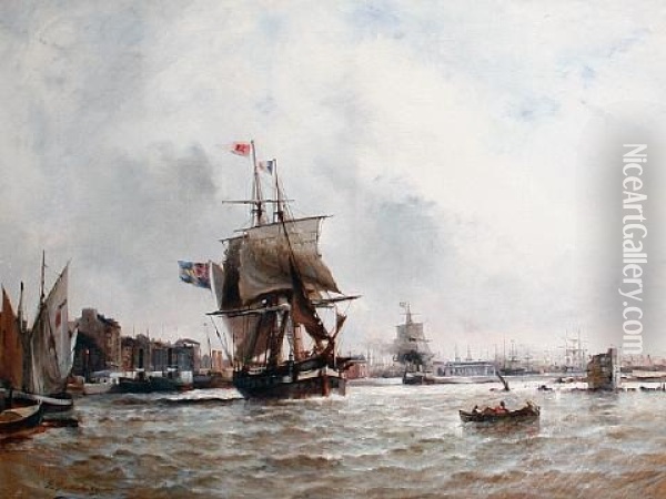Sailing In The Harbor Oil Painting - Paul Charles Emmanuel Gallard-Lepinay