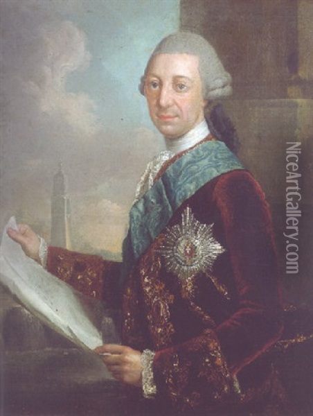 Portrait Of Friedrich, Duke Of Mecklenburg-schwerin Oil Painting - Georges David Mathieu