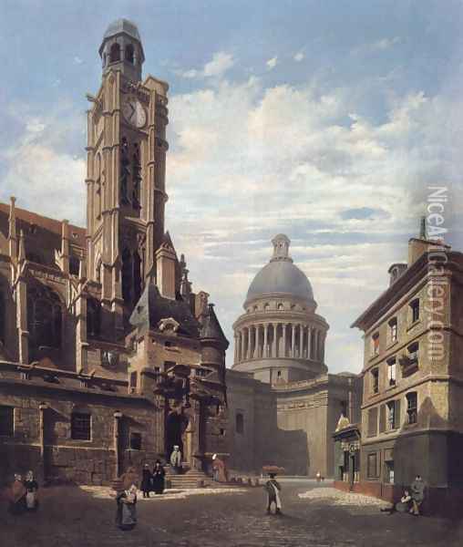 A View of The Pantheon and the Church of Oil Painting - Jules Dupre