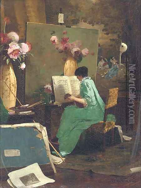 A musical interlude Oil Painting - Edouard Menta