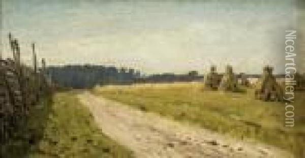 Sheaves By A Country Road Oil Painting - Isaak Ilyich Levitan