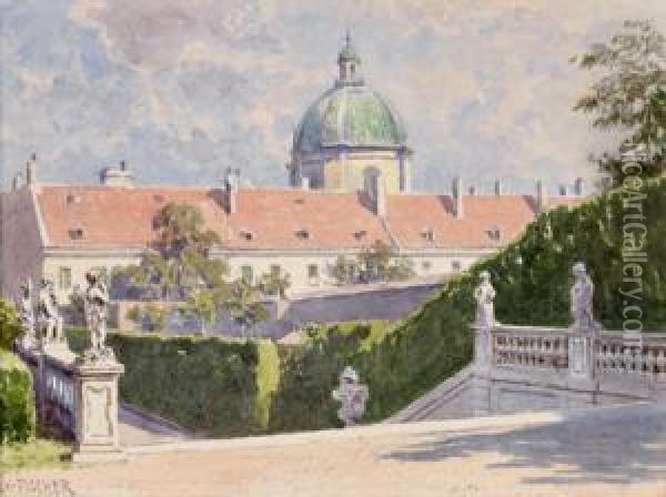 Salesianerkirche Vom Belvederegarten Aus Oil Painting - Ludwig Hans Fischer