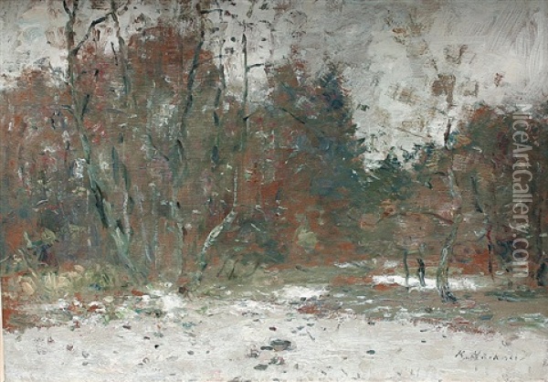 Wedeler Waldlichtung Im Spatwinter Oil Painting - Rudolf Hoeckner
