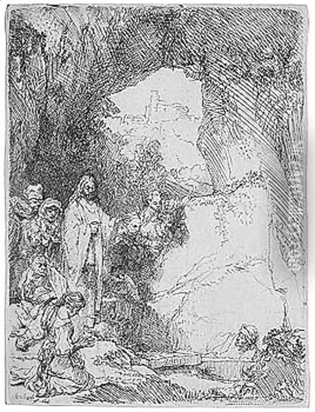The Raising of Lazarus Small Plate Oil Painting - Rembrandt Van Rijn