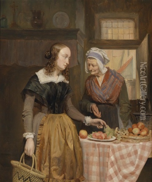 Die Obstverkauferin Oil Painting - Theodore Canneel