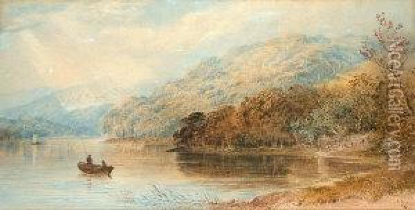 Anglers On The River Torridge, Devon Oil Painting - Cornelius Pearson