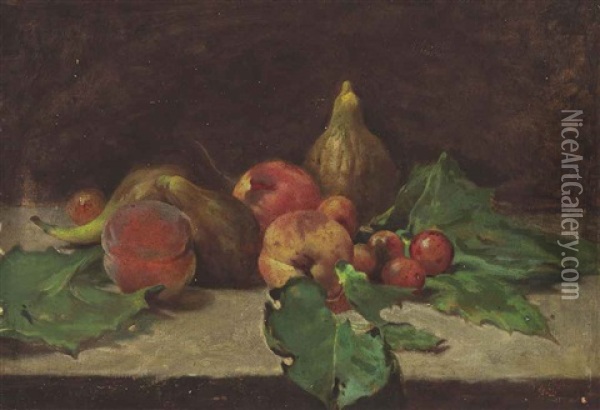 Still-life With Fruit Oil Painting - Francois Vernay