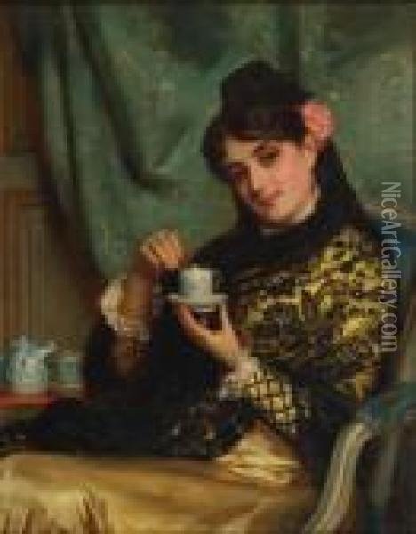 Cup Of Tea Oil Painting - John Bagnold Burgess