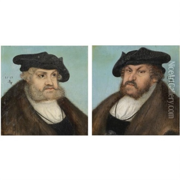 Portrait Of The Elector Frederick Iii The Wise Of Saxony (+ Portrait Of The Elector John The Steadfast Of Saxony; Pair) Oil Painting - Lucas Cranach the Elder