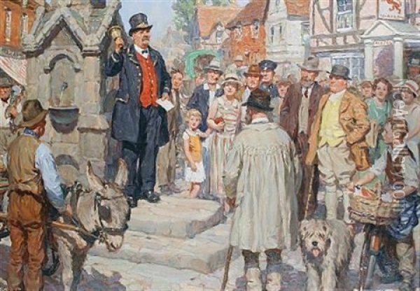 The Town Crier Oil Painting - William R. Stott
