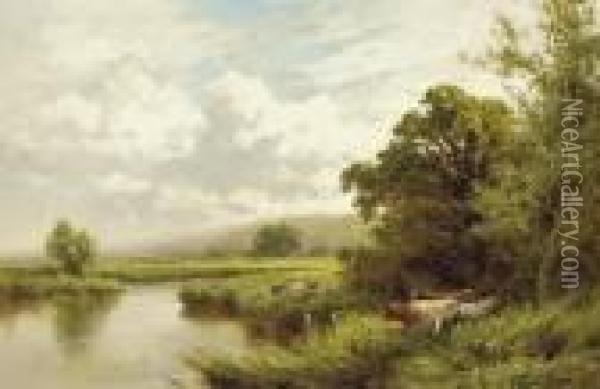 The Lea, Broxbourn Oil Painting - Henry Hillier Parker