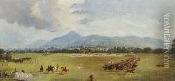 A Cavalry Brigade In Review, Cahir, County Tipperary Oil Painting - William J. Pringle
