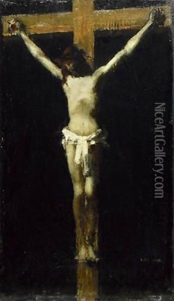 Christ On The Cross Oil Painting - Jean-Jacques Henner