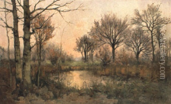 Crepuscule Sur Le Marais Oil Painting - Lucien Frank