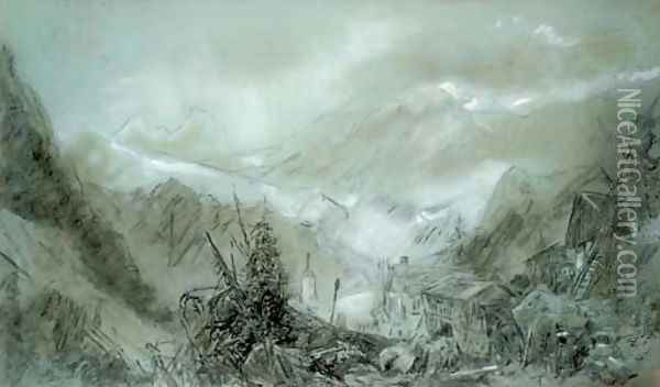 Study for of an Alpine view Oil Painting - Henry Bright