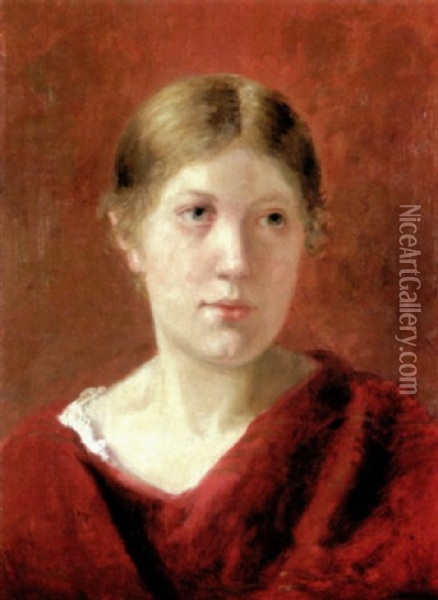 Bildnis Eines Madchens Im Roten Kleid Oil Painting - Hans von Marees
