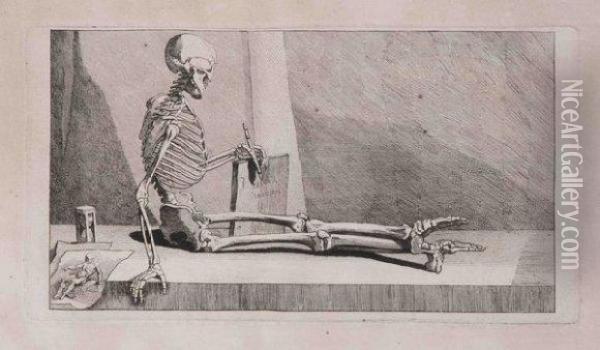 La Mort Presentant Un Recueil D'anatomie Oil Painting - Jacques Gamelin