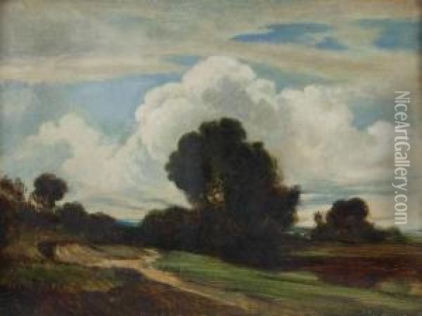 Baumbestandene Sommerlandschaft Oil Painting - Friedrich Ernst Wolfrom
