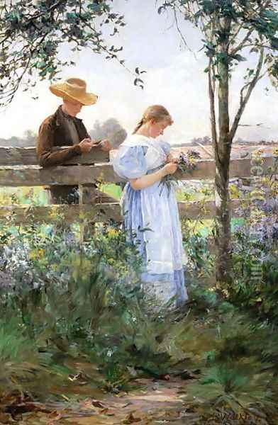 A Country Romance Oil Painting - David B. Walkley