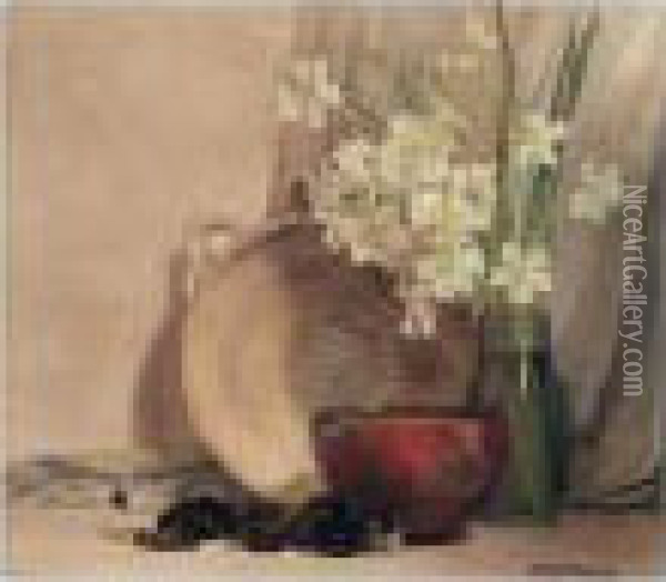 Still Life Of Flowers With A Bowl Oil Painting - James Paterson