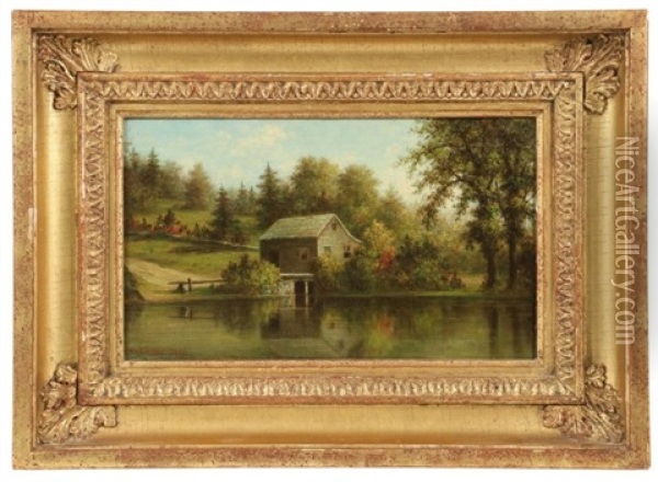 House On A Lake Oil Painting - Calvin Curtis