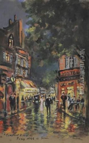 Paris La Nuit, Boulevards Animes Oil Painting - Konstantin Alexeievitch Korovin