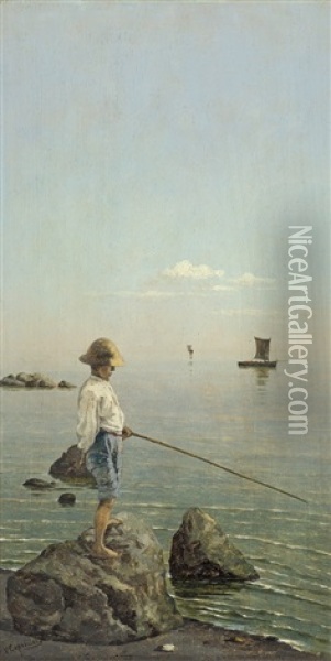 Naples Bay View Oil Painting - Vittorio Capessiero