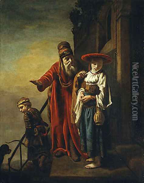 Abraham Dismissing Hagar and Ishmael 1653 Oil Painting - Nicolaes Maes