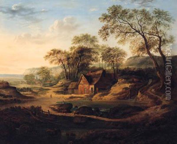 A Wooded Landscape With A Watermill Oil Painting - Patrick, Peter Nasmyth