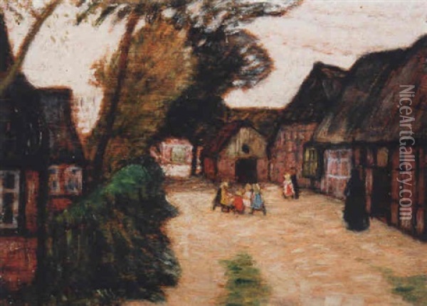 Dorfstrasse In Fischerhude Oil Painting - Otto Modersohn