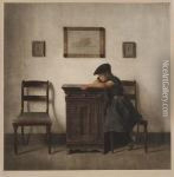 Little Girl With Flat Cap Oil Painting - Peder Vilhelm Ilsted