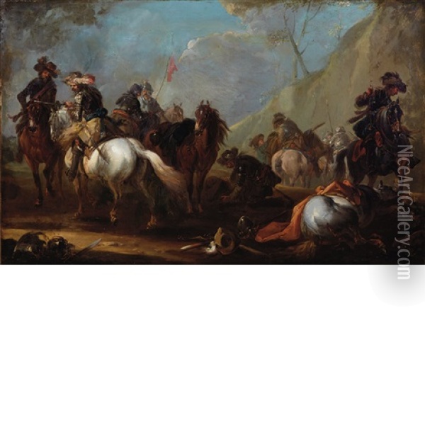 After The Battle Oil Painting - Jacques Courtois