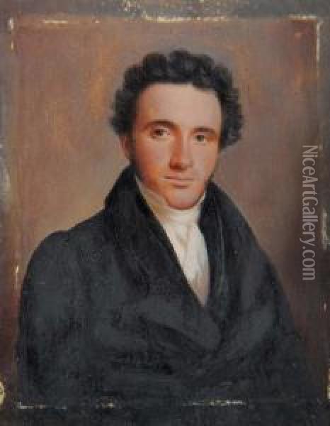 Miniature Portrait Of Agentleman Bust-length Oil Painting - F. Read
