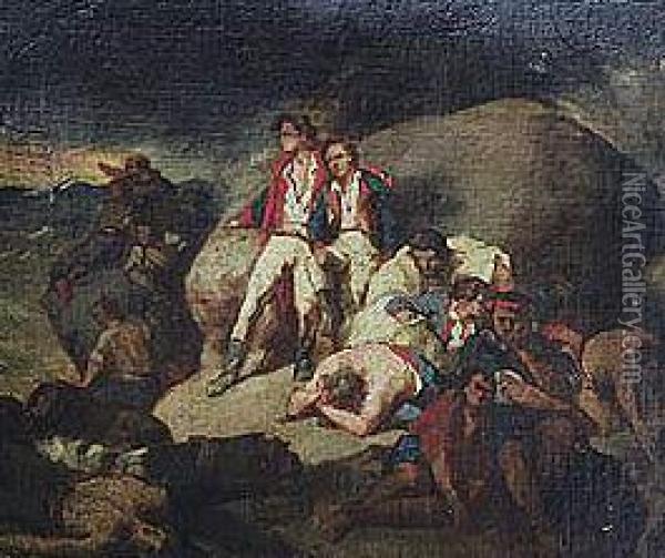 Episodio De La Batalla De Trafalgar Oil Painting - Francisco Sans y Cabot