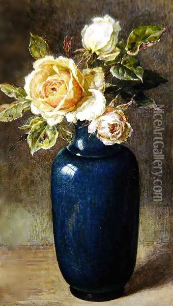 Vase of Roses Oil Painting - Helen Cordelia Coleman Angell