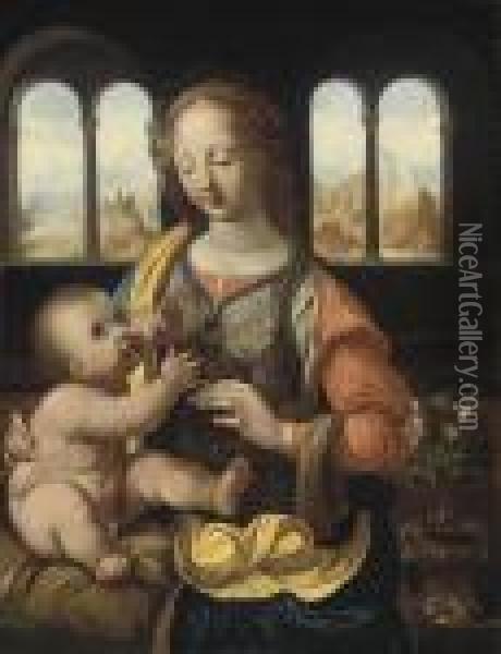 The Madonna Of The Carnation Oil Painting - Leonardo Da Vinci