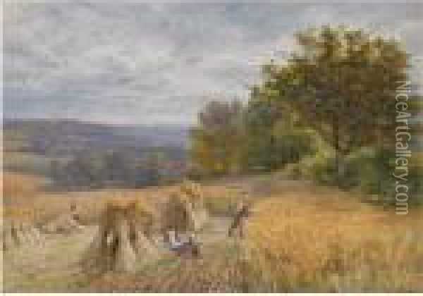 Harvesting In Surrey Oil Painting - George Vicat Cole
