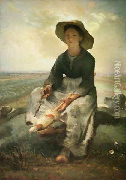Young Shepherdess Oil Painting - Jean-Francois Millet