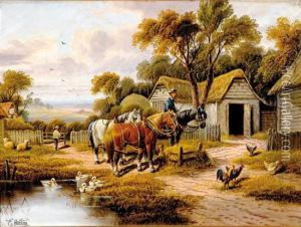 Farmyard Scene Oil Painting - Etty Horton