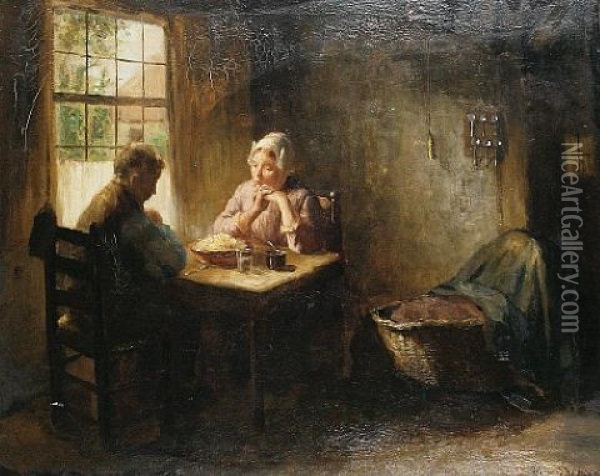 A Family Meal Oil Painting - Bernard de Hoog