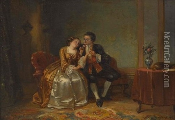 Liebespaar Im Salon Oil Painting - Henricus Engelbertus Reijntjens