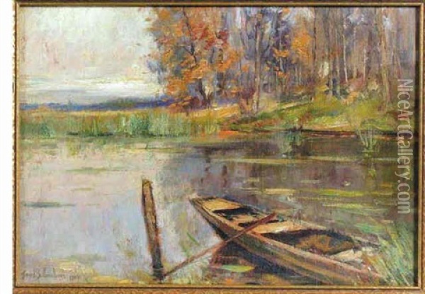 Early Autumn Lake Oil Painting - Louis Gustave Cambier