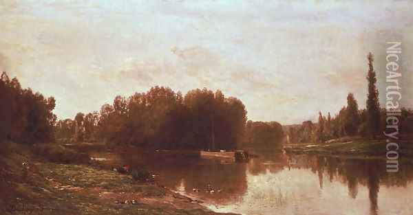 The Confluence of the River Seine and the River Oise Oil Painting - Charles-Francois Daubigny
