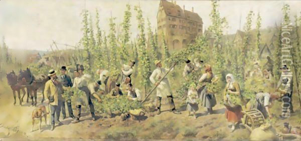 Hop Pickers Oil Painting - Louis Braun