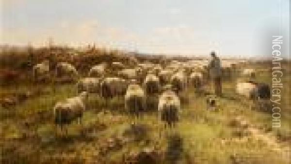 Shepherd Tending His Flock Oil Painting - Cornelis I Westerbeek