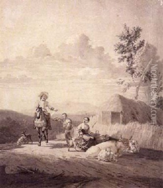 Reiter Mit Bettelndem Bauernpaar Oil Painting - Wilhelm Alexander Wolfgang von Kobell